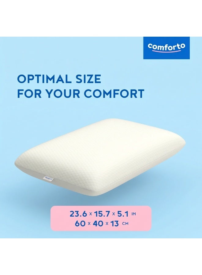 Comforto Classic White Memory Foam Pillow 60x40x13 cm Orthopedic Cervical Neck Pillow for Side and Back Sleepers Ergonomic Bed Pillow for Neck Pain Relief - Image 4